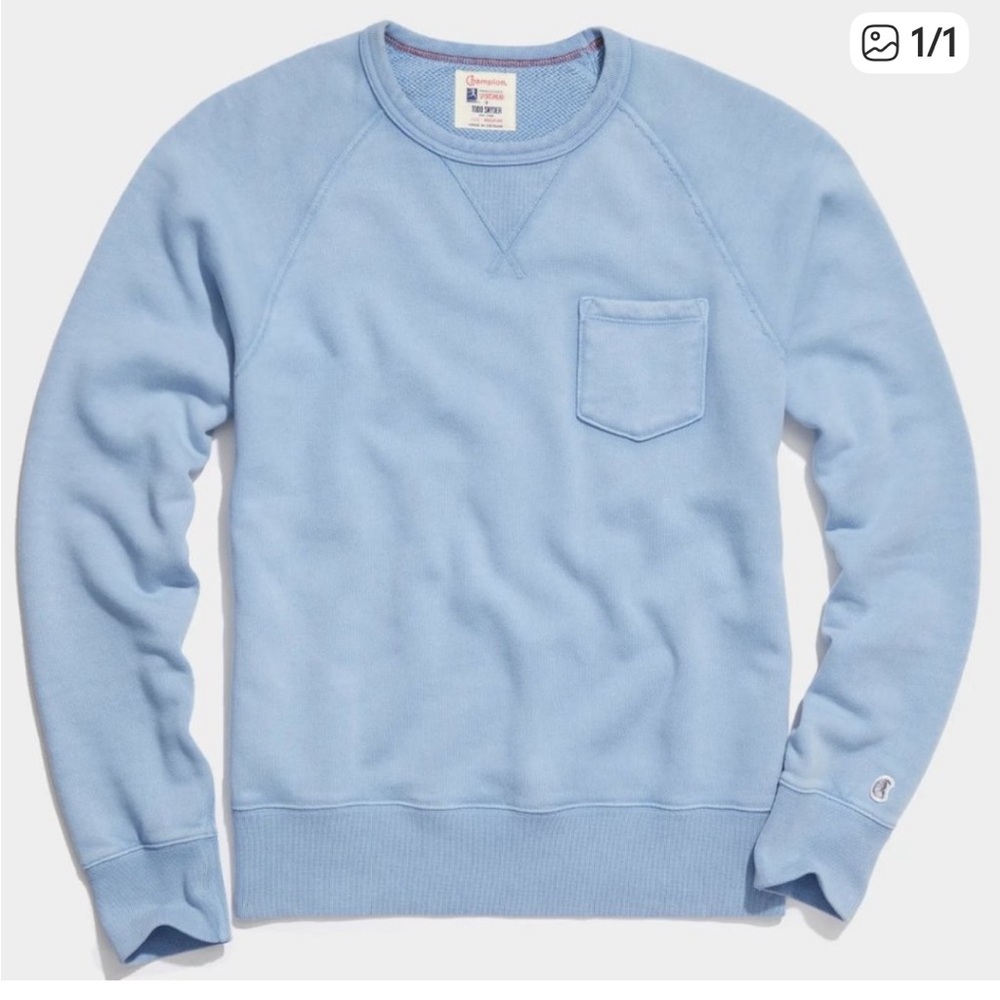 Todd Snyder / Champion Men's Blue Haze Crewneck  medium weight Sweatshirt M
